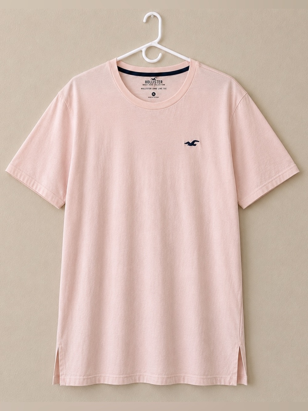 Hollister Must-Have Longline Tee Light Pink Crew Neck T-Shirt Men’s XL